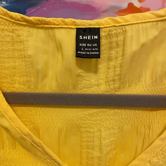 Yellow Ruffled Button-Down summer spring Top - Picture 2 of 7